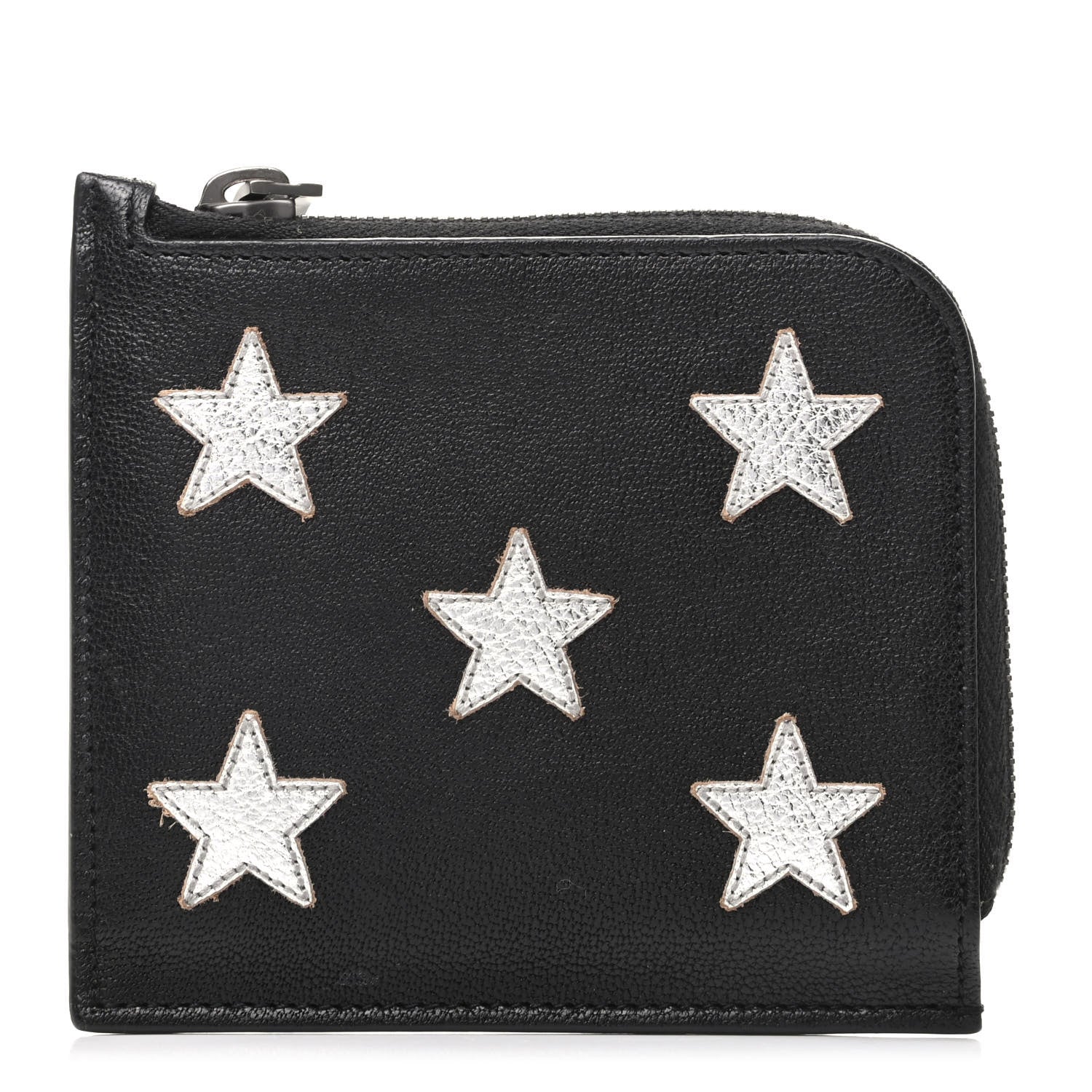 Saint Laurent Calfskin 5 Fragments Stars Zipped Coin Pouch Wallet Black 1 of 6