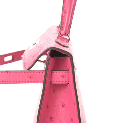 Hermes Ostrich Kelly Sellier Mini 20 Rose Tyrien 16 of 33
