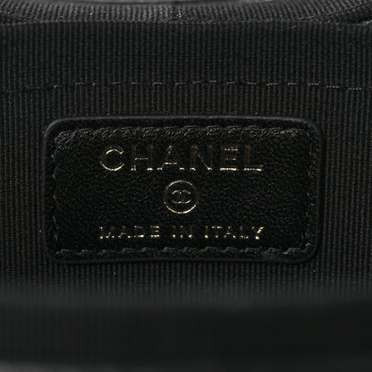 Chanel Lambskin Quilted Round Vanity Case With Chain Black 6 of 12