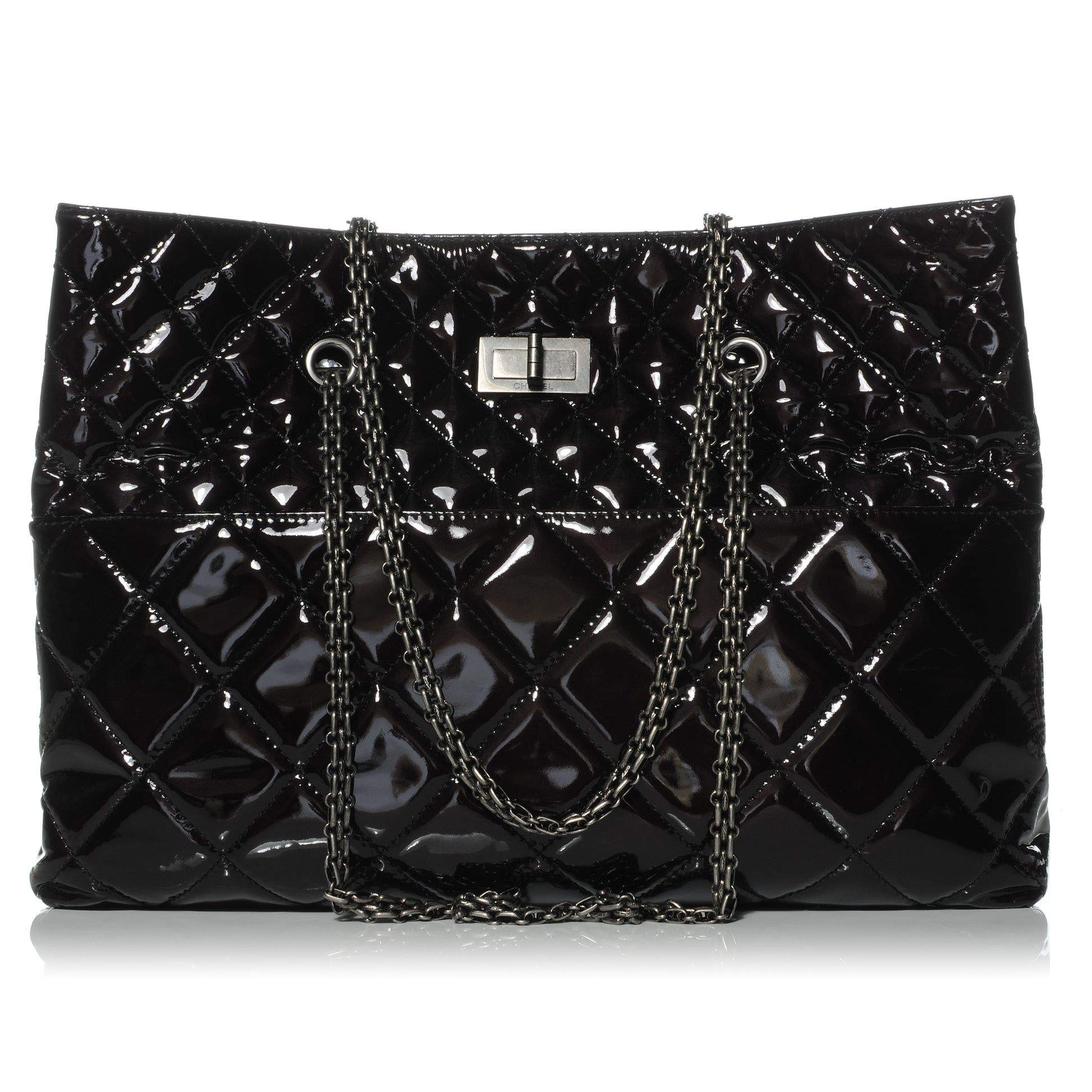 Chanel Patent Quilted Reissue 2.55 Tote Black 1 of 7