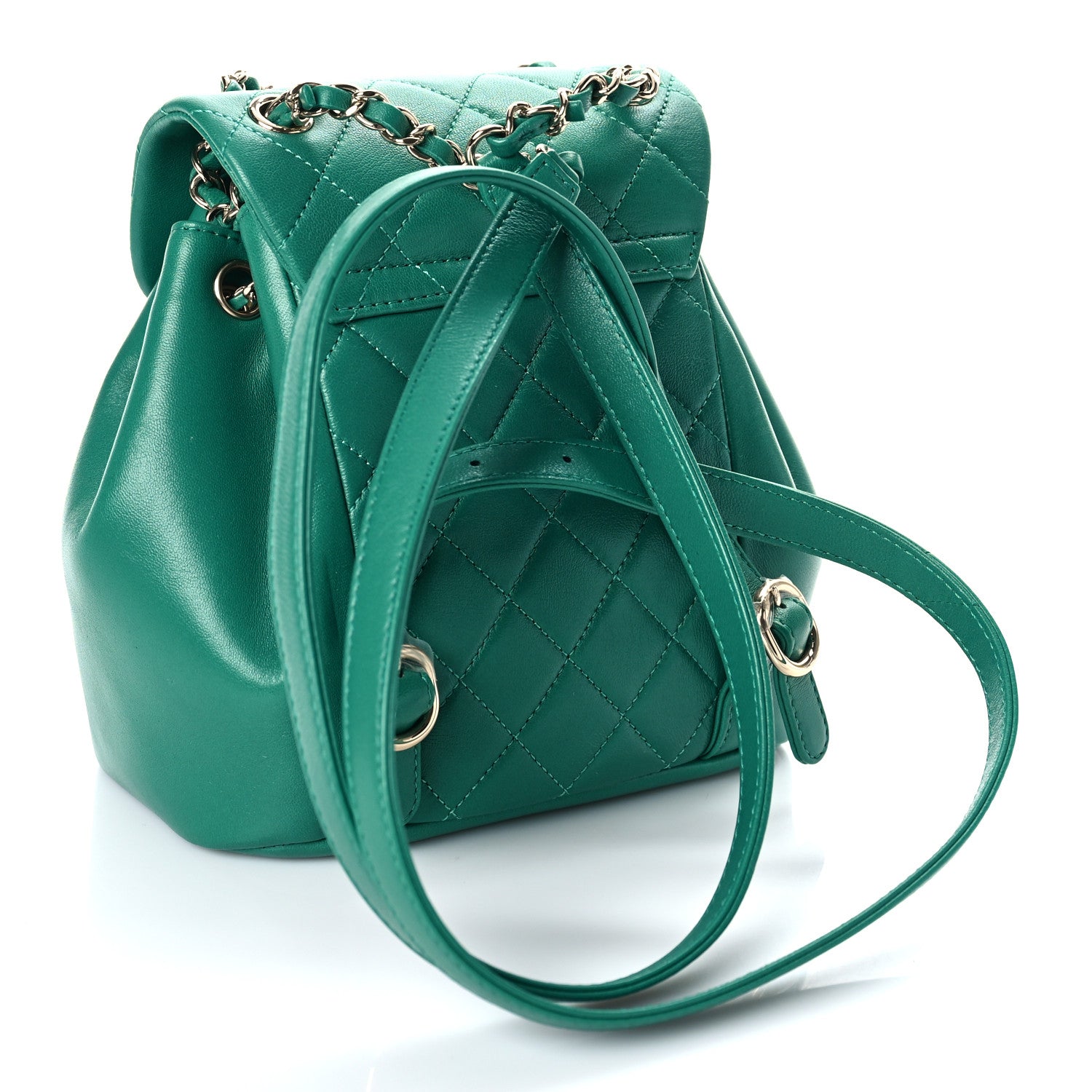 Chanel Lambskin Quilted Small Duma Drawstring Backpack Green 3 of 9