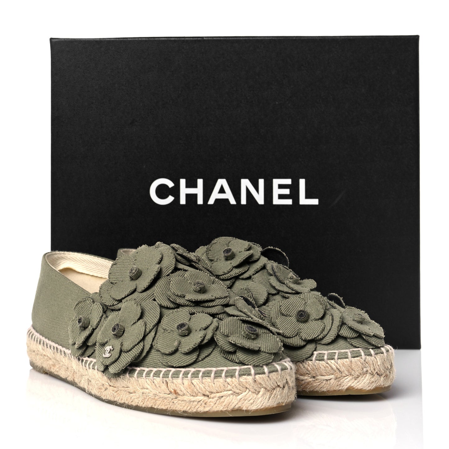 Fabric Camellia CC Espadrilles 40 Khaki