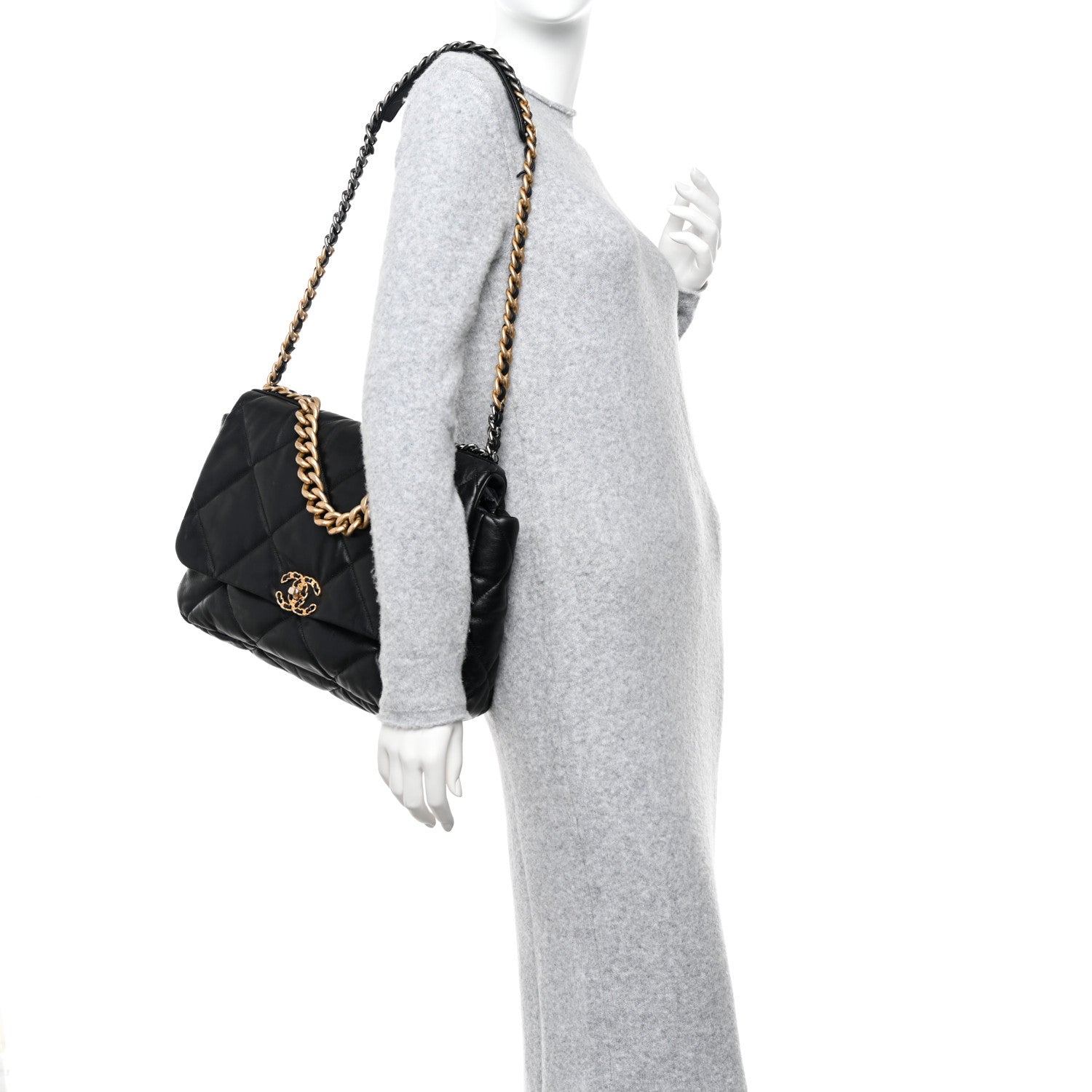 Chanel Lambskin Quilted Maxi Chanel 19 Flap Black 2 of 10