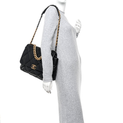 Chanel Lambskin Quilted Maxi Chanel 19 Flap Black 2 of 10