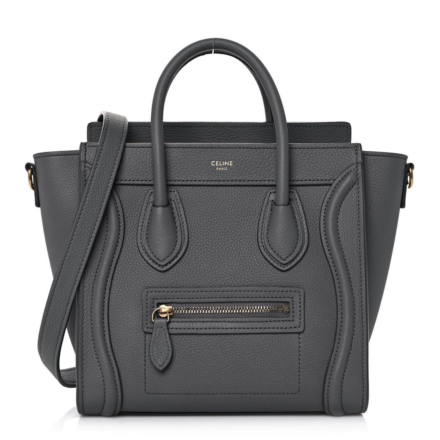 Drummed Calfskin Nano Luggage Kohl