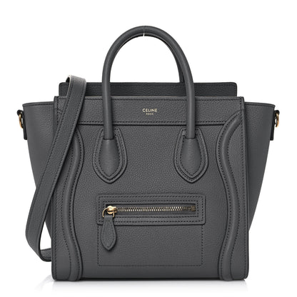 Celine Drummed Calfskin Nano Luggage Kohl 1 of 10