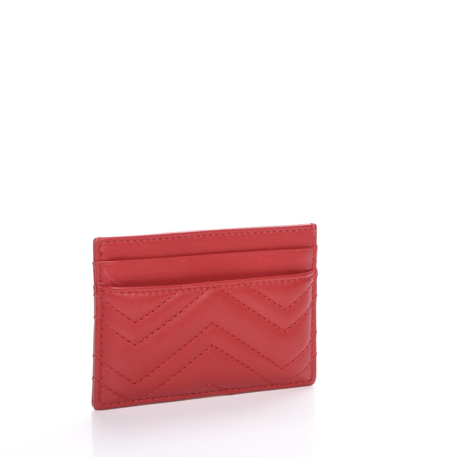 Gucci Calfskin Matelasse GG Marmont Card Holder Hibiscus Red 3 of 7
