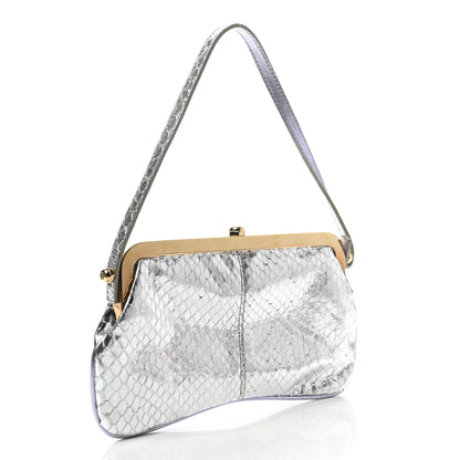 Fendi Metallic Crocodile Flipping Vanity Mirror Clutch Silver 2 of 6