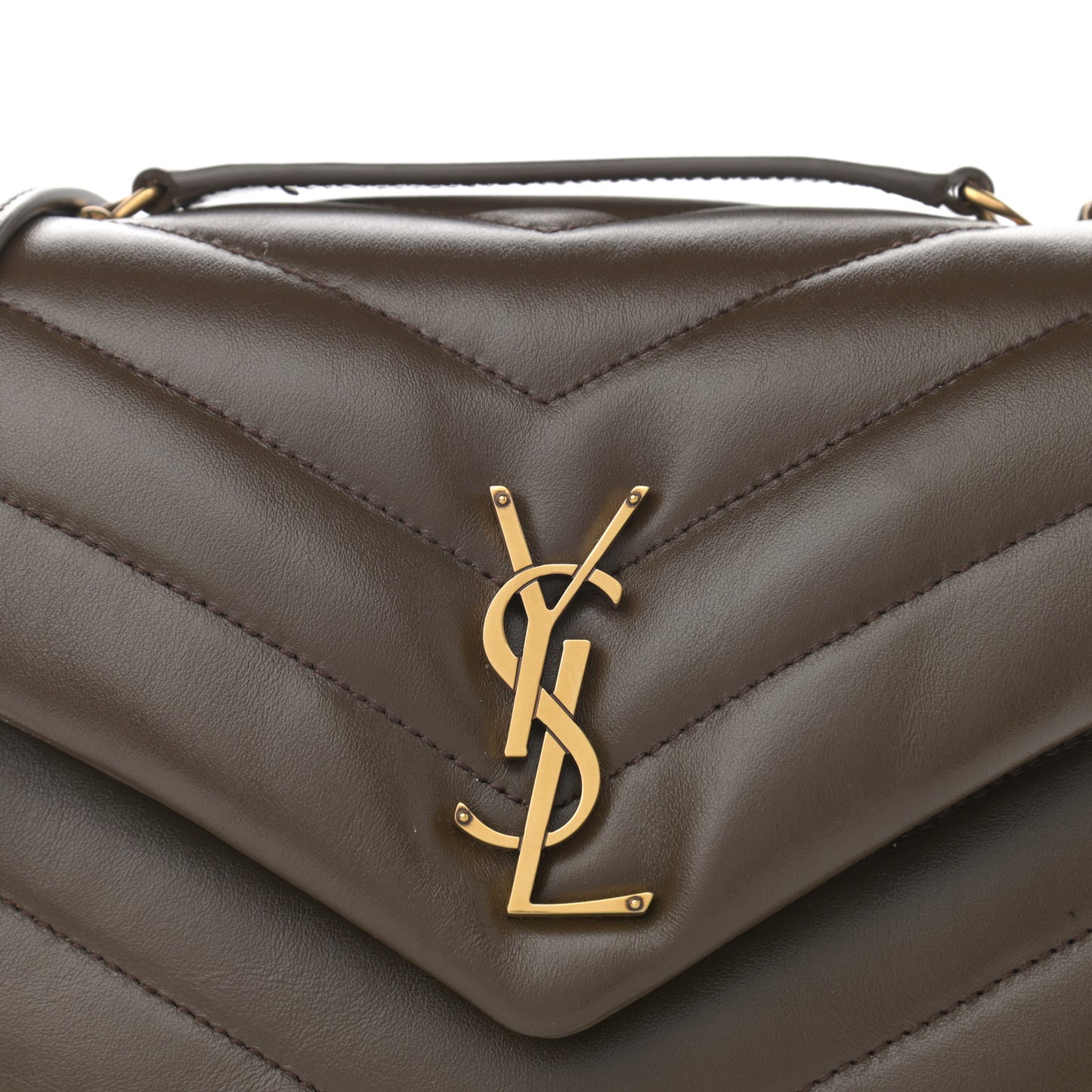 Calfskin Y Quilted Monogram Small Loulou Chain Satchel Taupe