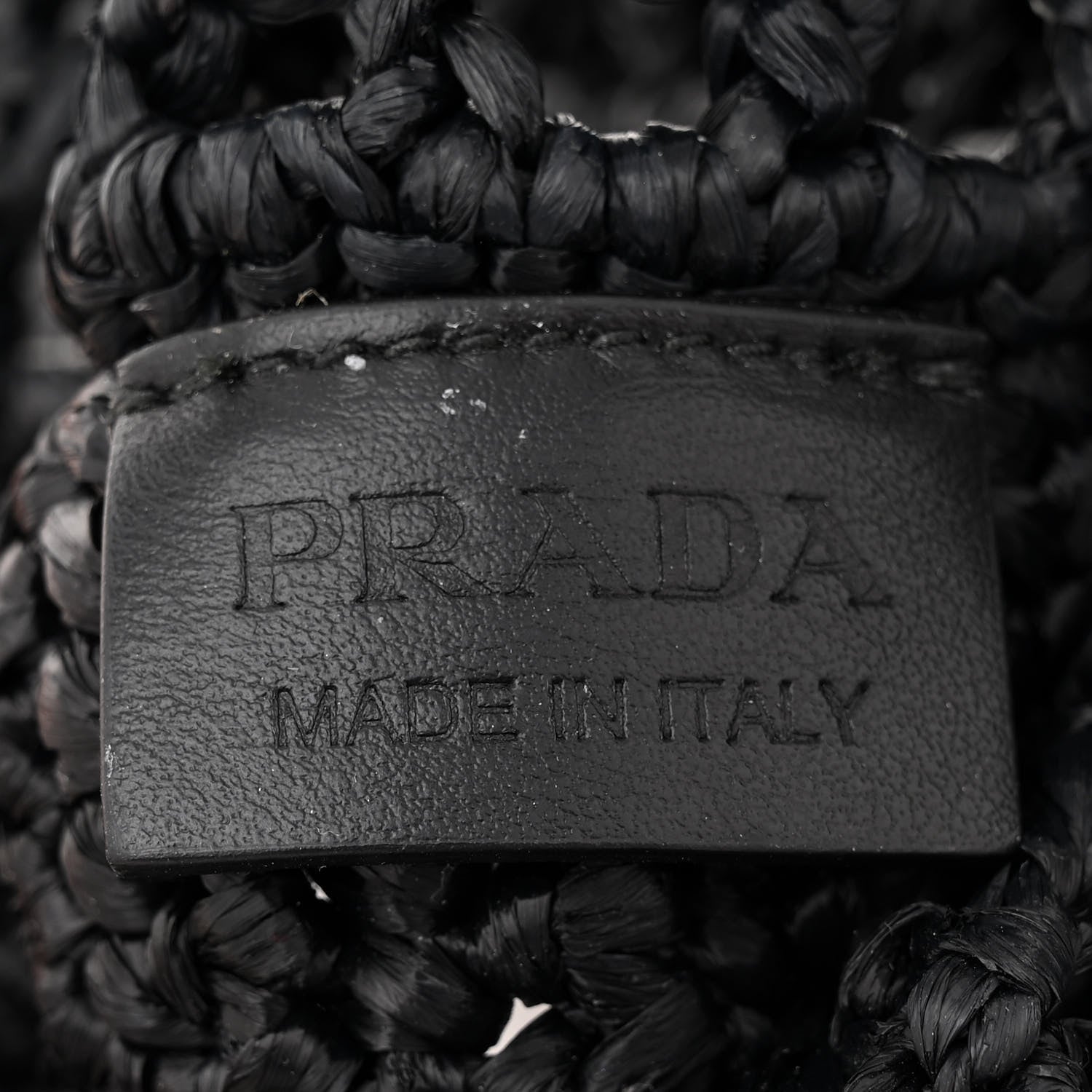 Prada Yarn Raffia Effect Crochet Logo Embroidered Tote Bag Black 6 of 9