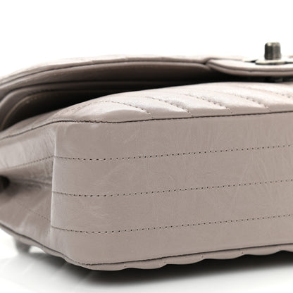 Chanel Iridescent Calfskin Chevron Quilted Medium Double Flap Grey 9 of 10