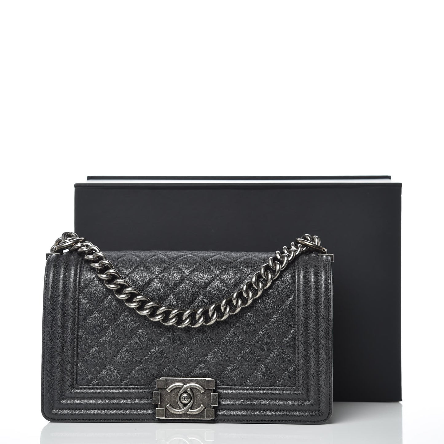Caviar Quilted Medium Boy Flap Charcoal