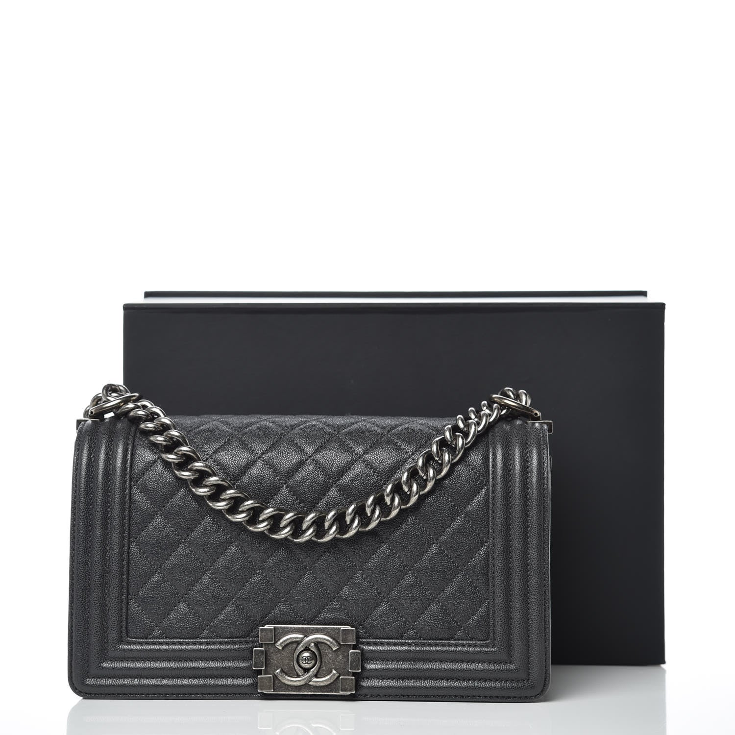 Chanel Caviar Quilted Medium Boy Flap Charcoal 12 of 12