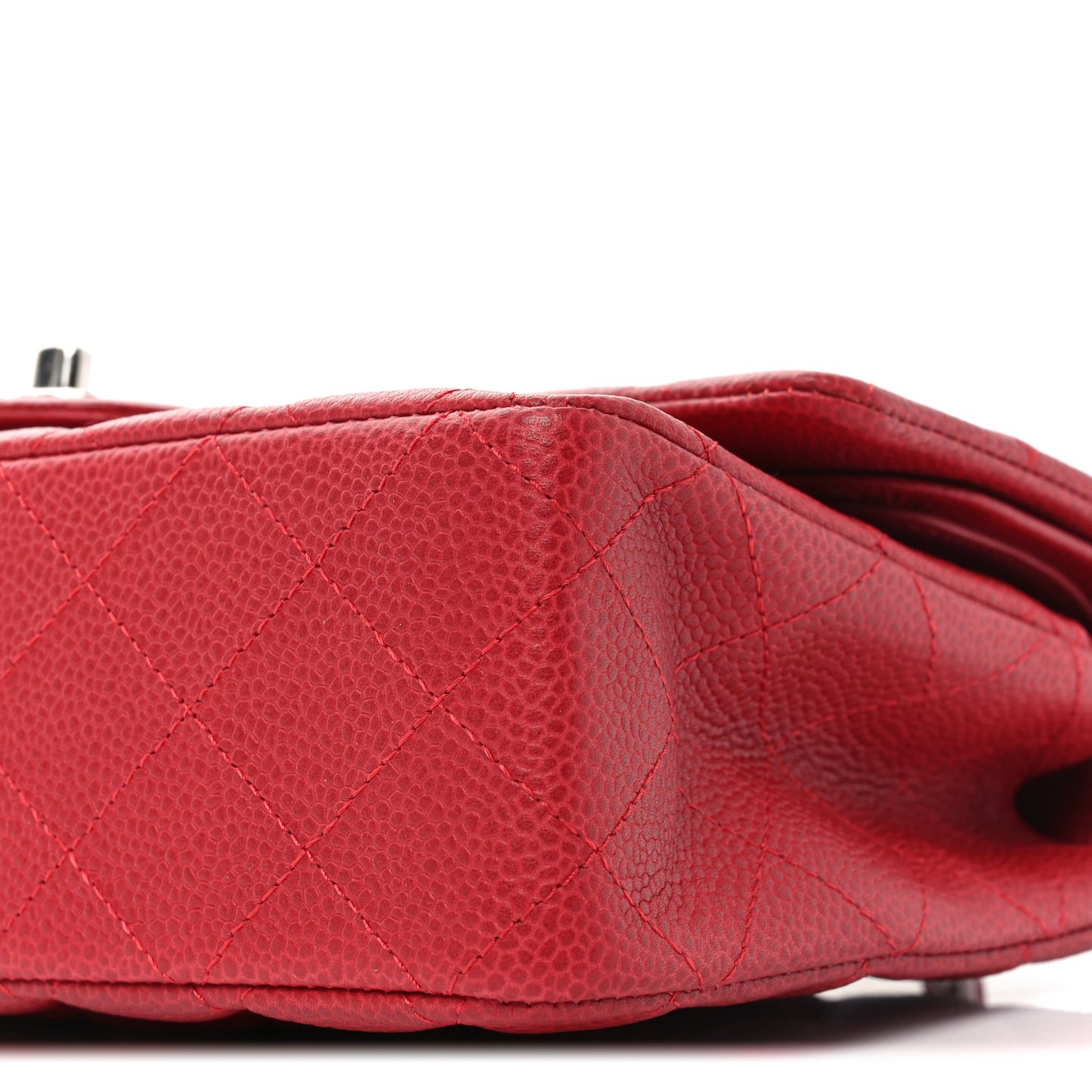 Caviar Quilted Medium Double Flap Dark Red