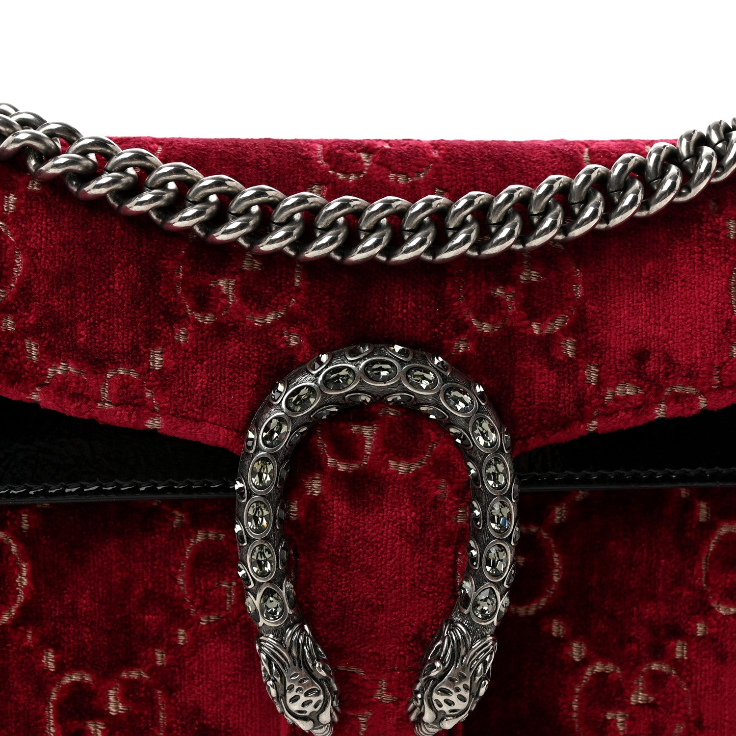 GUCCI 赤 ベルベット パーティーバッグ Gucci Velvet Skipper Crystal GG Monogram Small Dionysus Shoulder