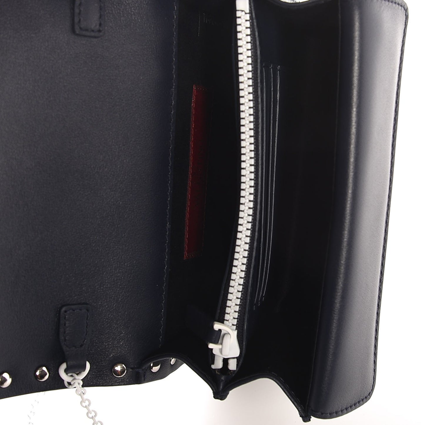 Vitello Colorblock Free Rockstud Wallet on Chain Marine Optic White