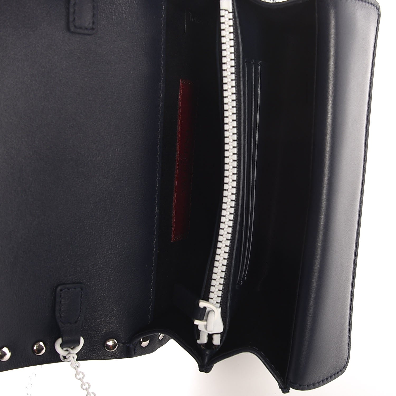 Valentino Garavani Vitello Colorblock Free Rockstud Wallet on Chain Marine Optic White 5 of 8
