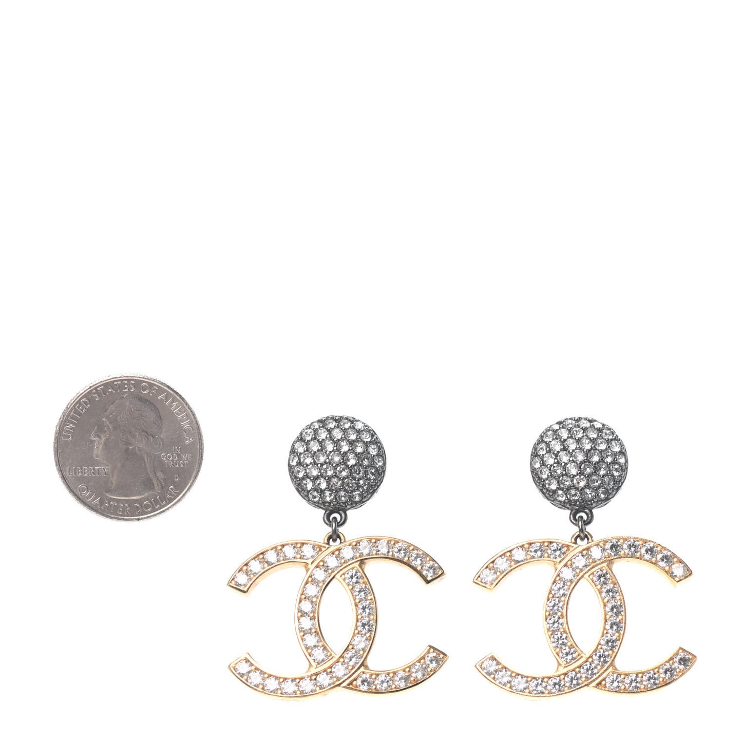 Crystal CC Drop Logo Earrings