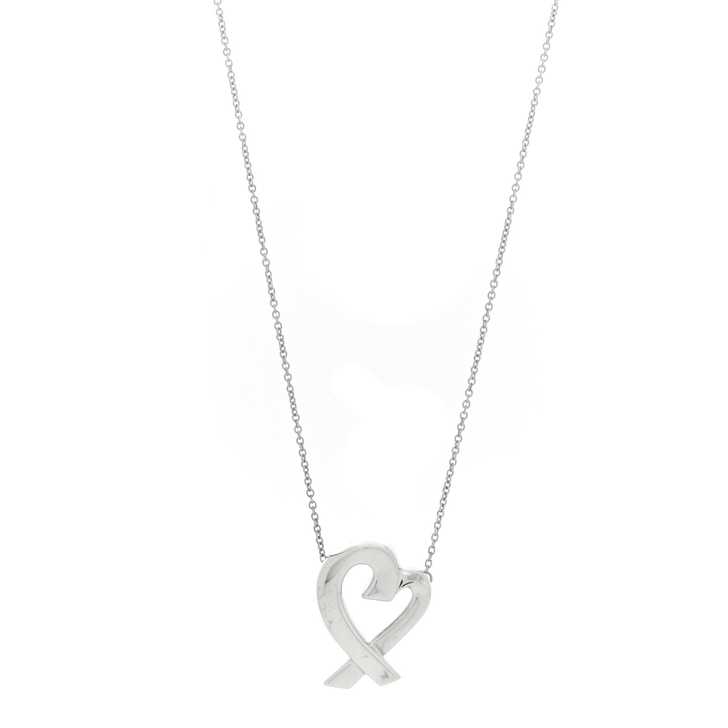 Tiffany Sterling Silver Paloma Picasso Loving Heart Pendant Necklace 1 of 4