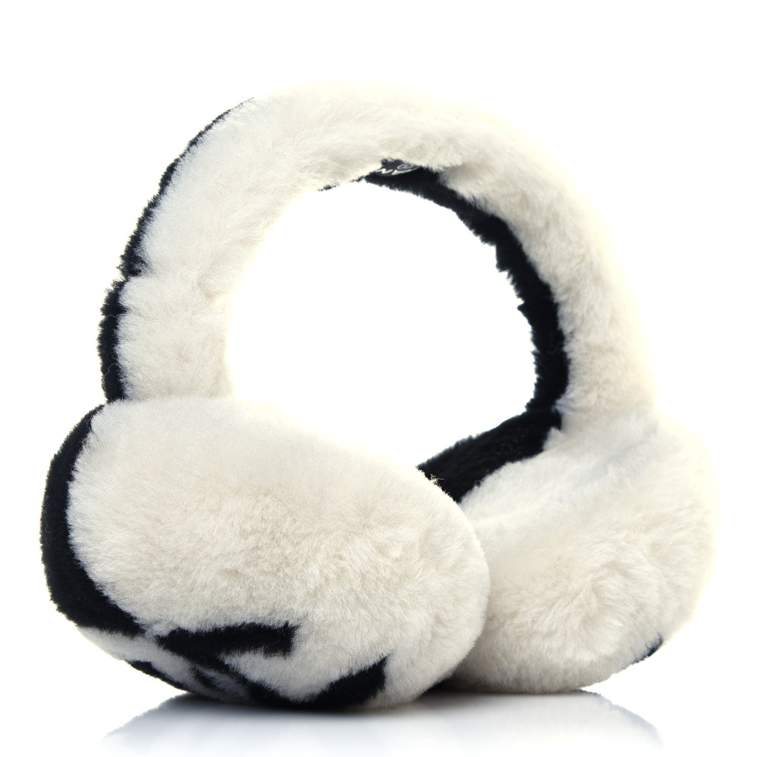 Chanel Shearling CC Ear Muffs Black White 4 of 10