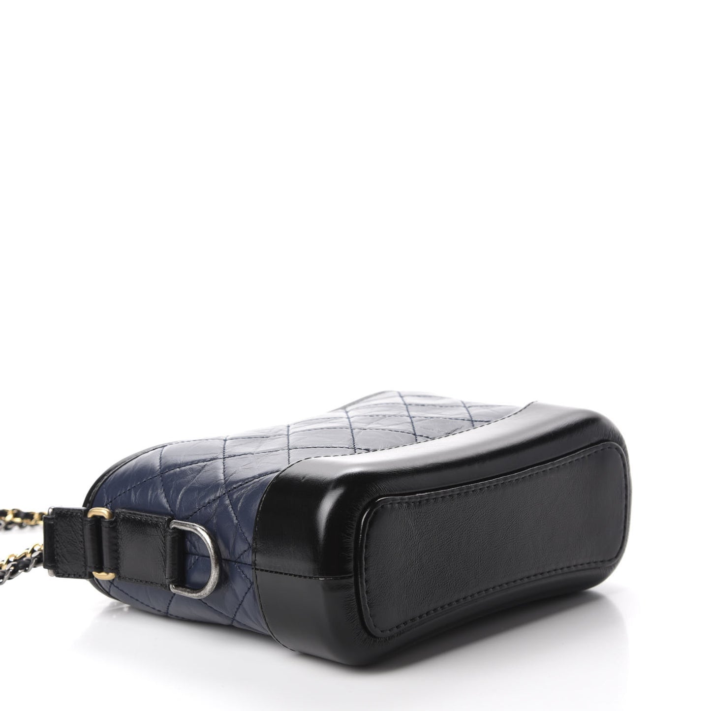 Aged Calfskin Quilted Small Gabrielle Hobo Navy Black