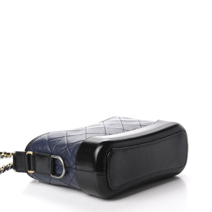 Chanel Aged Calfskin Quilted Small Gabrielle Hobo Navy Black 3 of 10