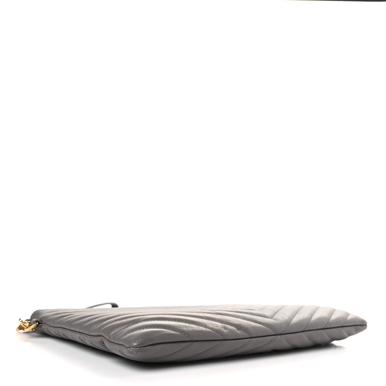 Saint Laurent Calfskin Matelasse Monogram Cassandre Tablet Pouch Fog 4 of 10
