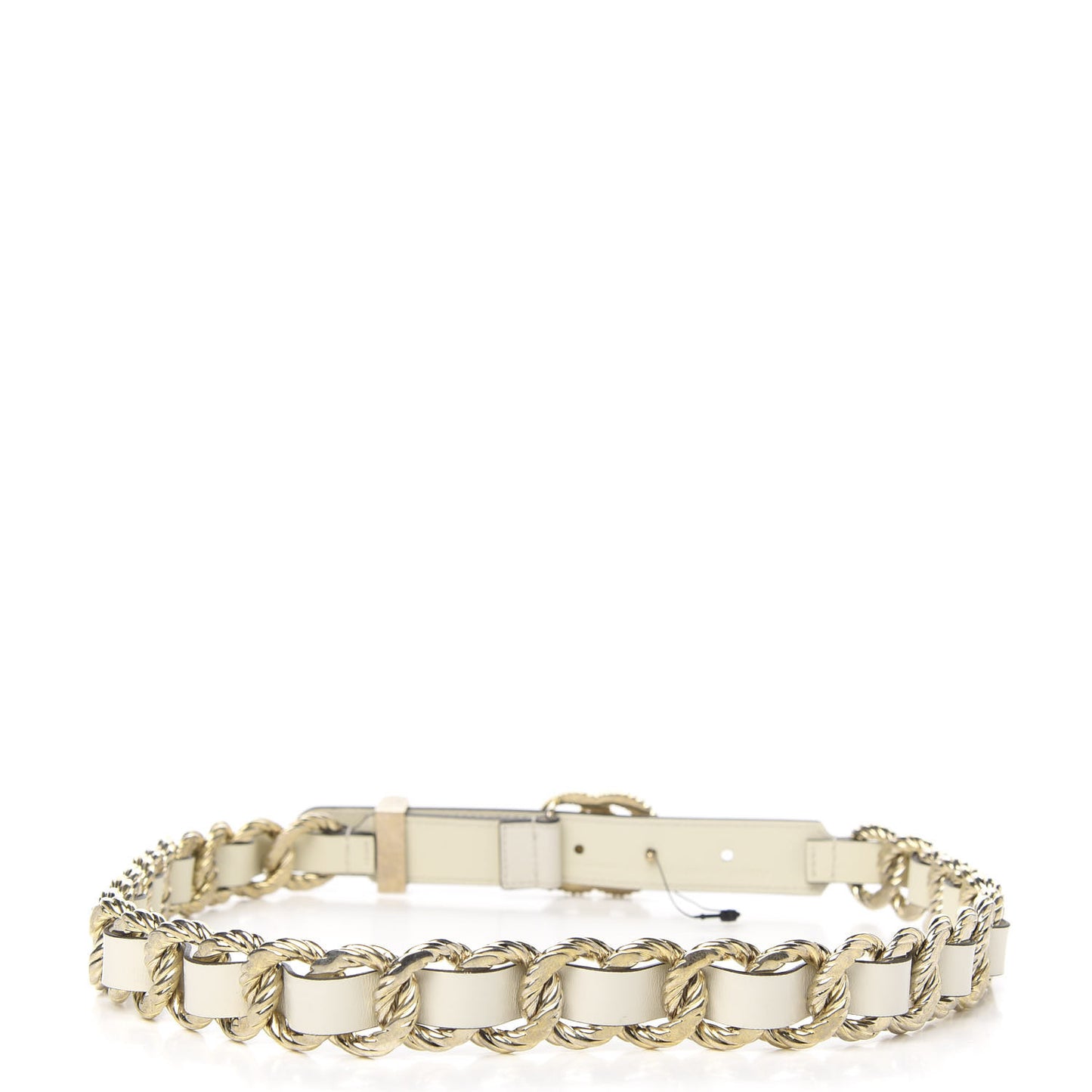 Calfskin Torchon Double G Chain 25mm Belt 80 32 Mystic White