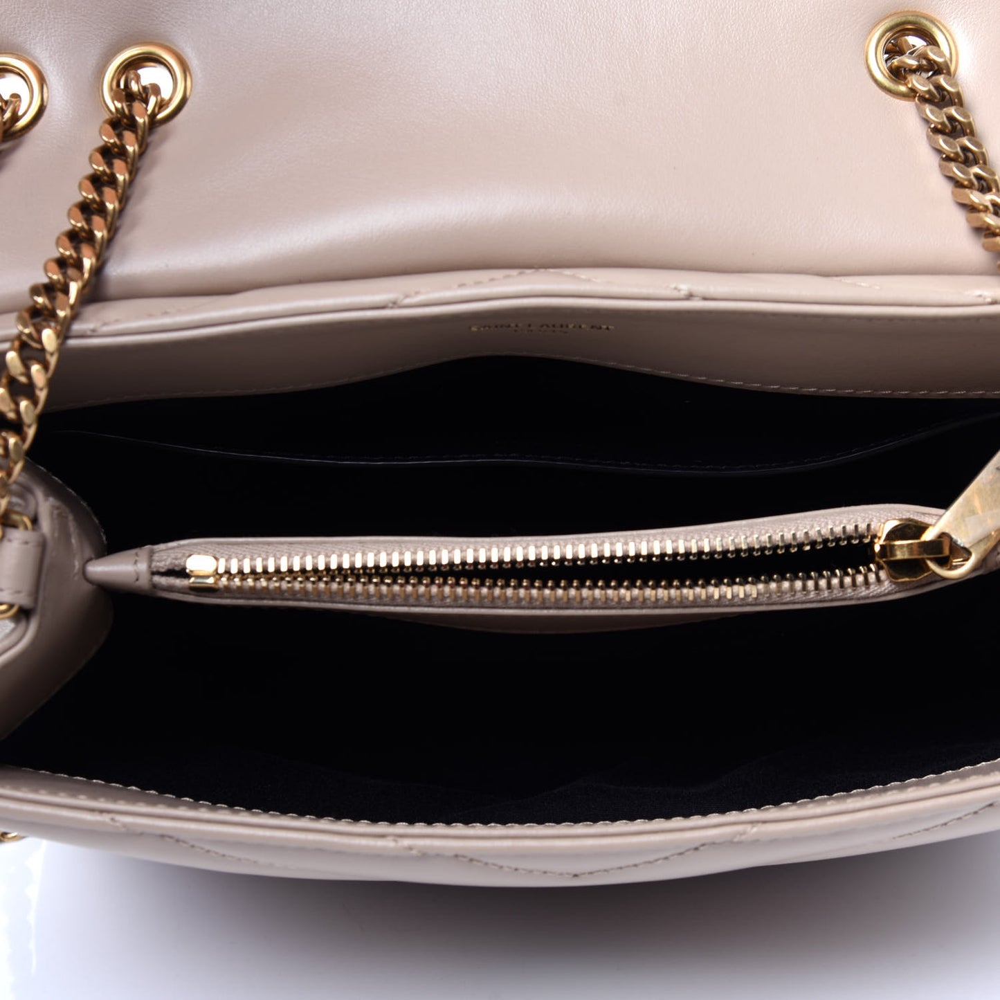 Calfskin Y Quilted Monogram Small Loulou Chain Satchel Dark Beige