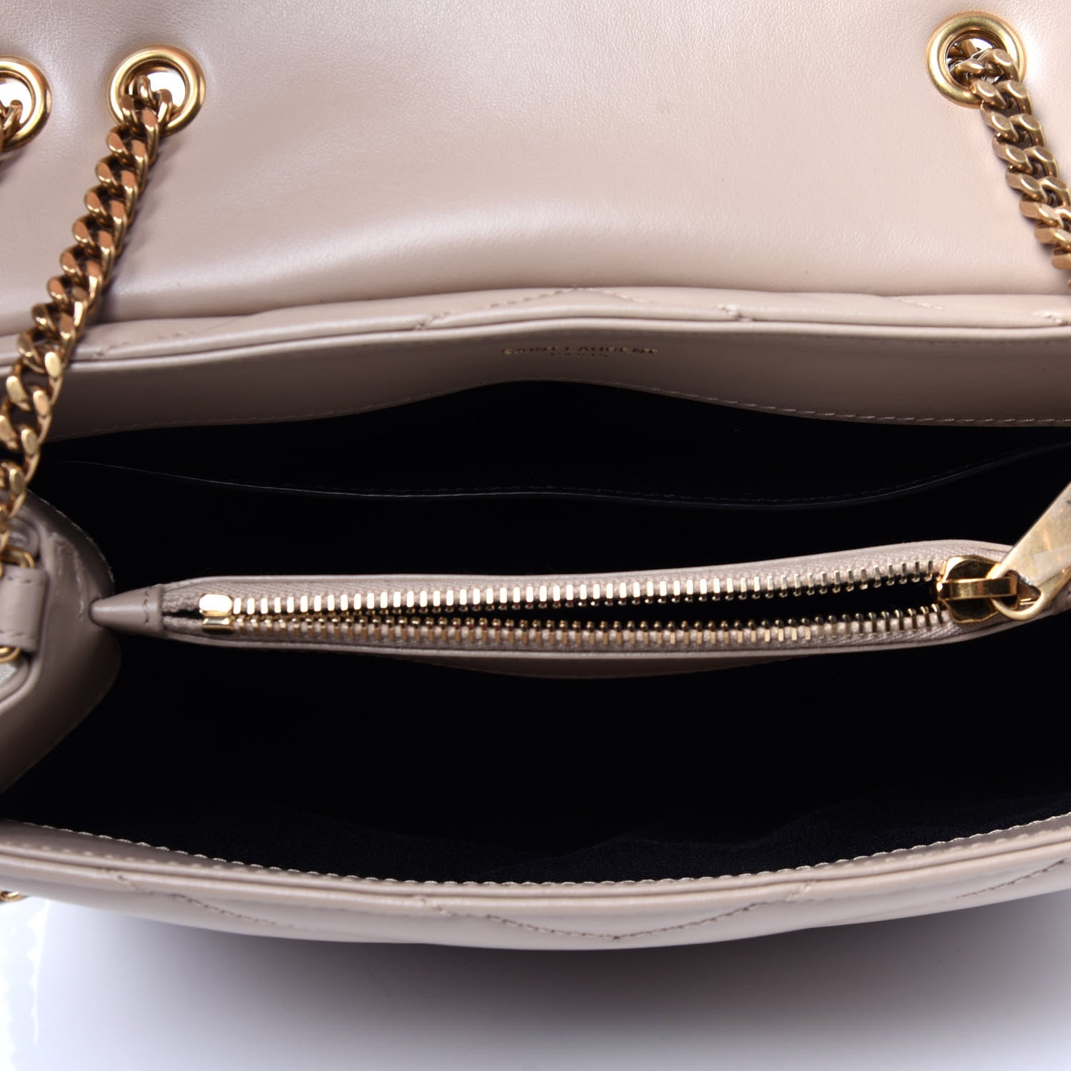 Saint Laurent Calfskin Y Quilted Monogram Small Loulou Chain Satchel Dark Beige 5 of 11