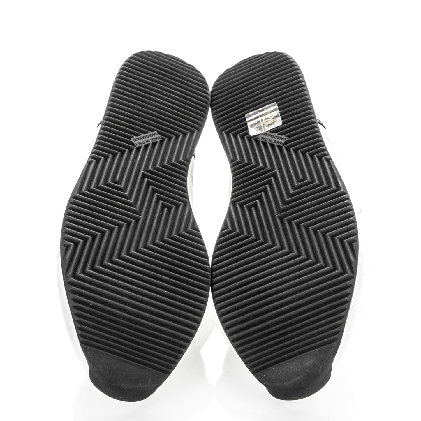 Suede Calfskin Goal Sneakers 41 Blanc Noir