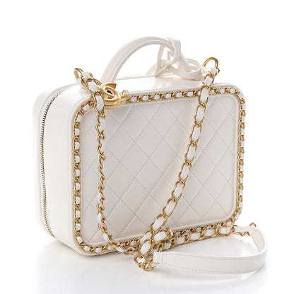 Chanel Goatskin Quilted Medium CC Filigree Vanity Case White 2 of 8