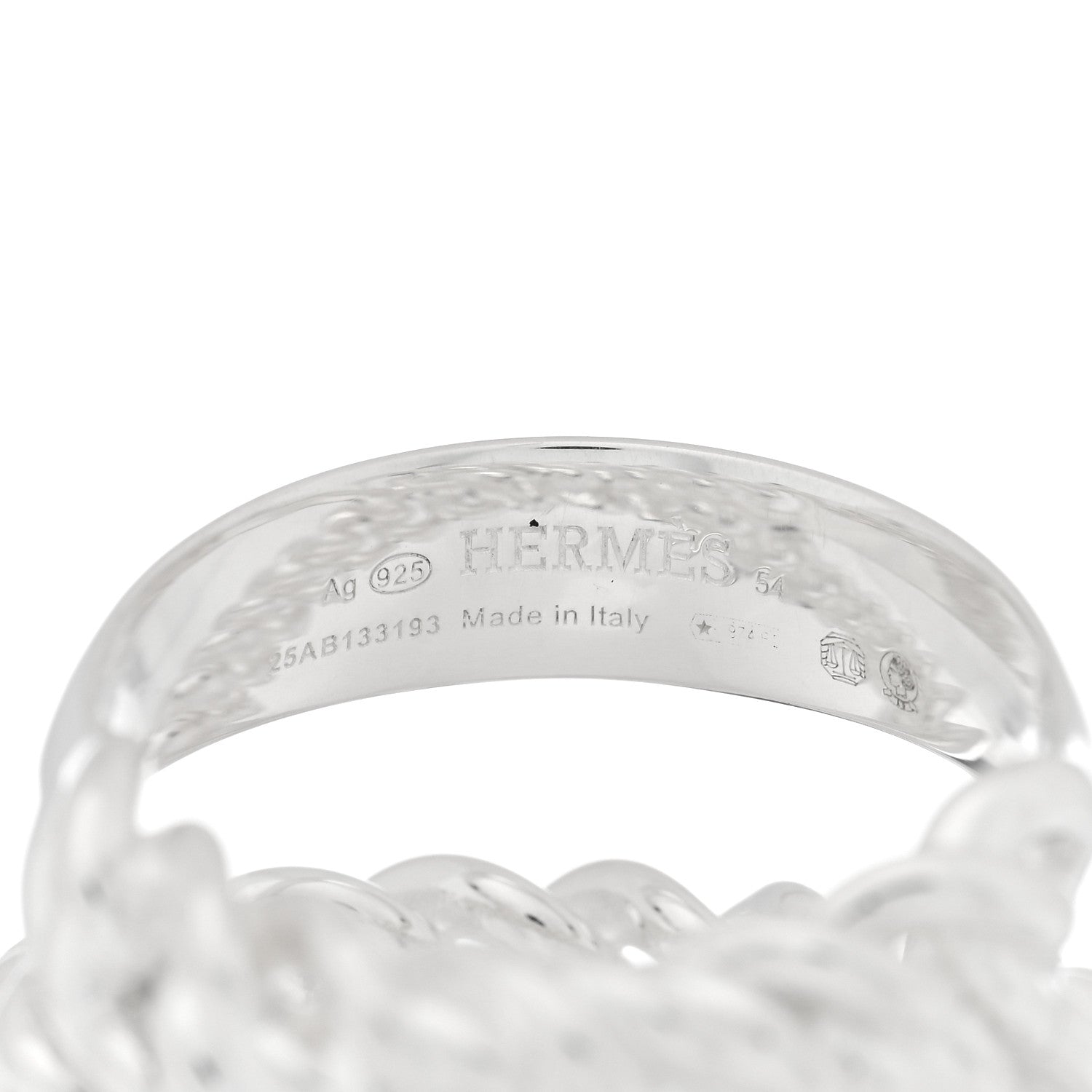Hermes Sterling Silver MM Boucle Selier Inflexible Ring 54 6.75 4 of 5