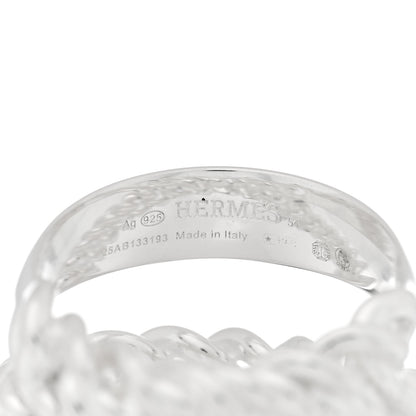 Hermes Sterling Silver MM Boucle Selier Inflexible Ring 54 6.75 4 of 5