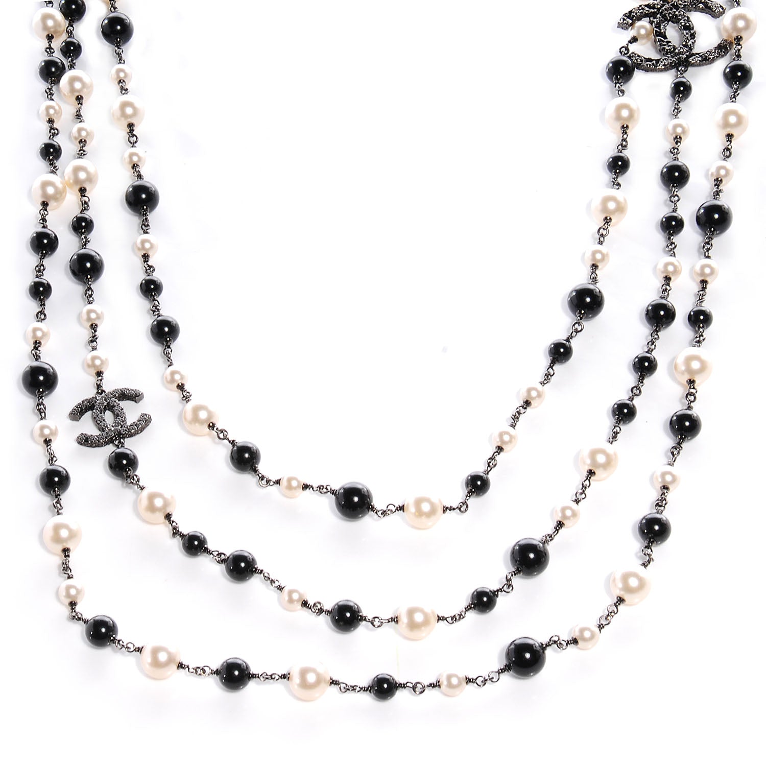 Chanel Ruthenium Camellia Pearl CC Necklace Black 1 of 6