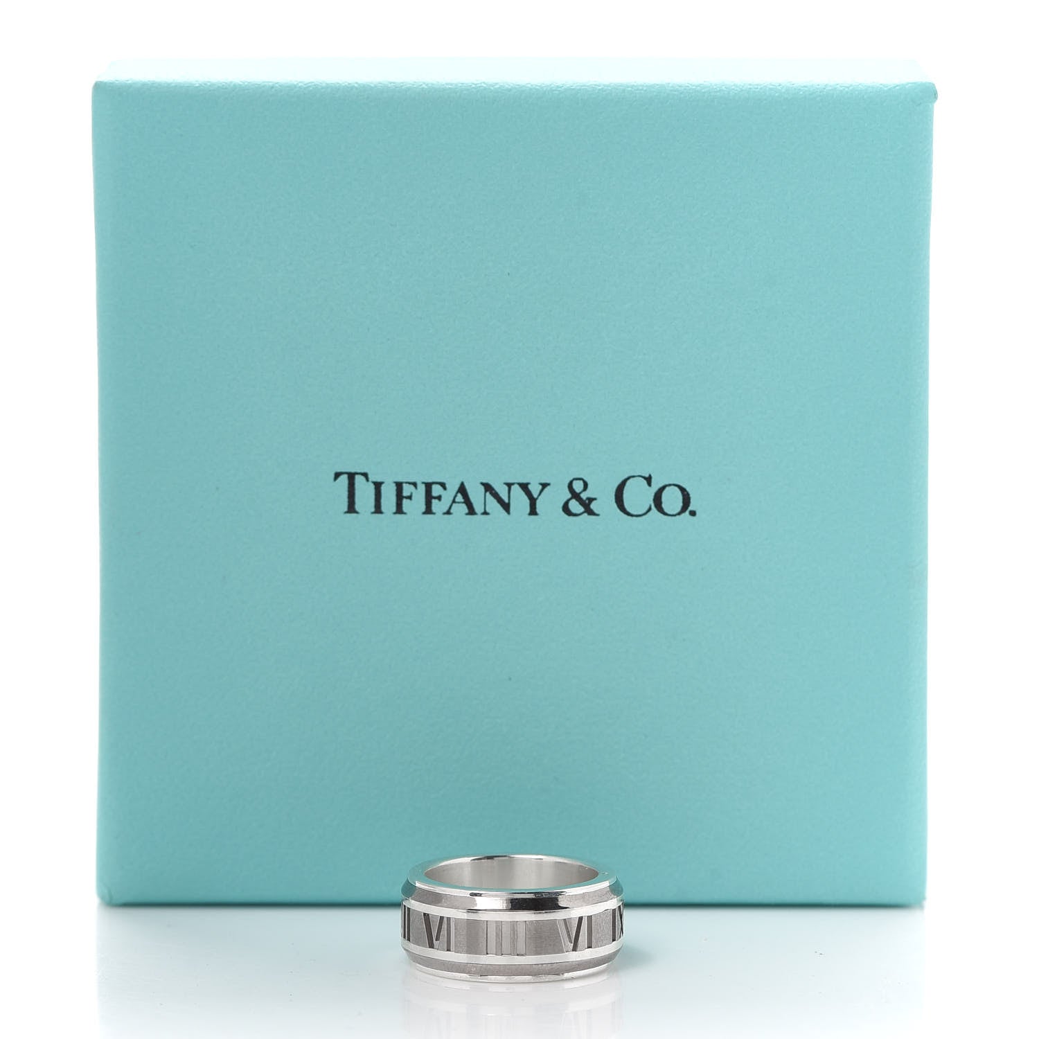 Tiffany Sterling Silver Titanium Atlas Band Ring 48 4.5 7 of 7