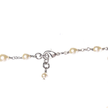 Chanel Crystal Pearl CC Long Necklace Silver 5 of 6