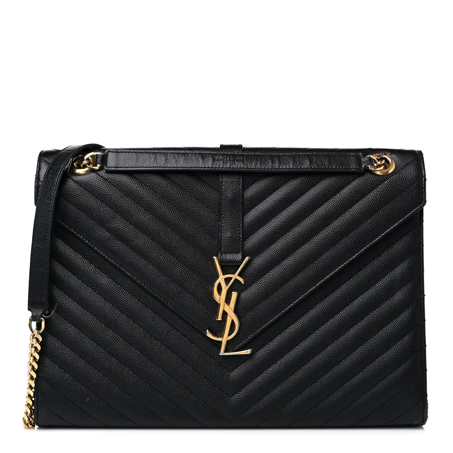 Grain De Poudre Matelasse Chevron Large Monogram Satchel Black