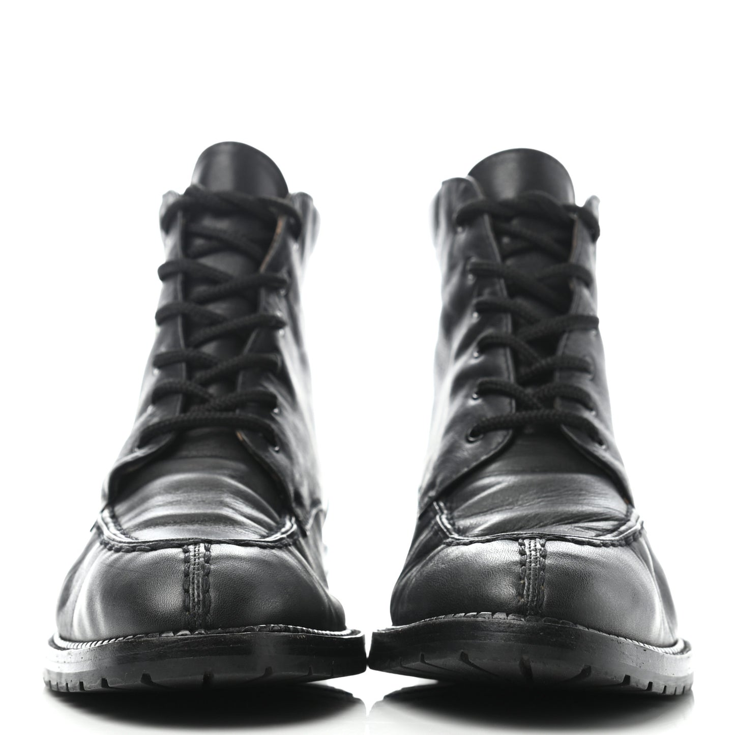 Calfskin Lace Up Combat Boots 36.5 Black