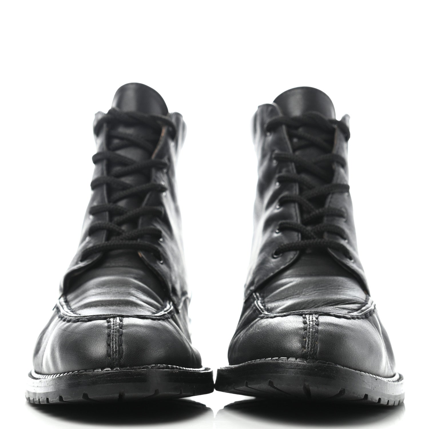 Chanel Calfskin Lace Up Combat Boots 36.5 Black 2 of 7