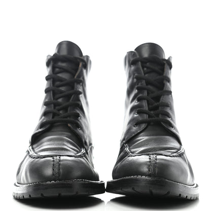 Chanel Calfskin Lace Up Combat Boots 36.5 Black 2 of 7