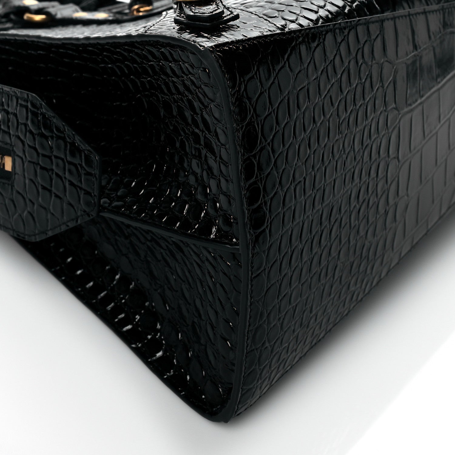 Balenciaga Shiny Supple Calfskin Crocodile Embossed Brass Hardware Neo Classic City Black 8 of 9