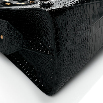 Balenciaga Shiny Supple Calfskin Crocodile Embossed Brass Hardware Neo Classic City Black 8 of 9