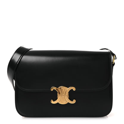 Celine Shiny Calfskin Medium Triomphe Black 1 of 12