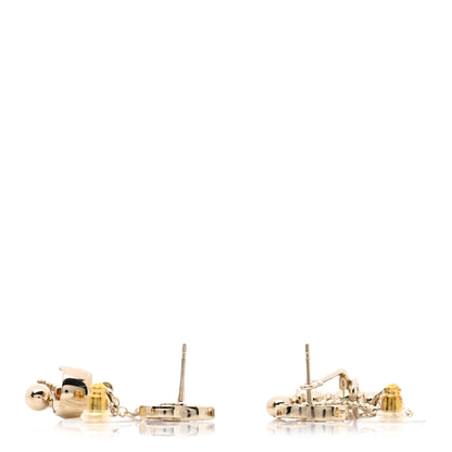 Chanel Metal Crystal CC Chain Cuff Earrings Gold 3 of 4