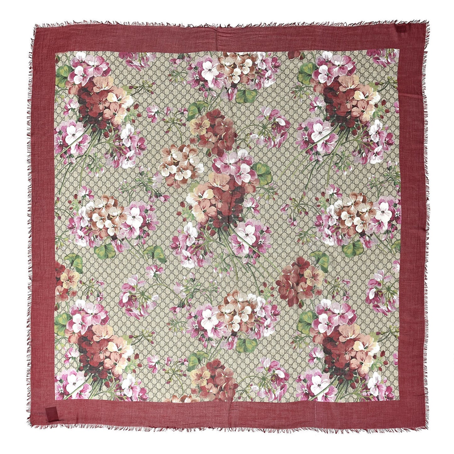 Modal Silk GG Monogram Gery Square Scarf Lacquer Light Brown