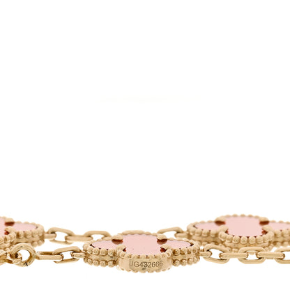 Van Cleef & Arpels 18K Yellow Gold Carnelian 5 Motifs Vintage Alhambra Bracelet 3 of 5