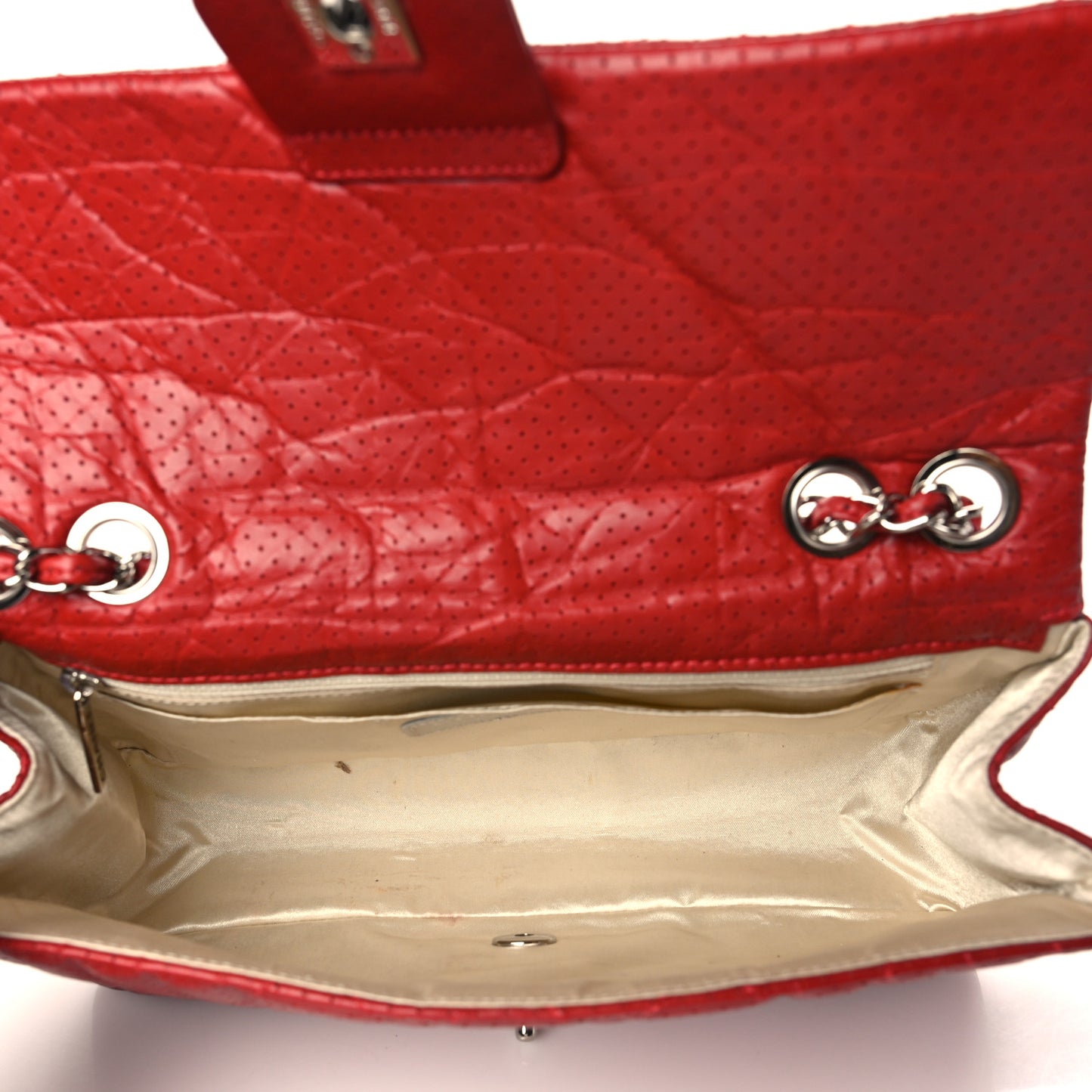 Aged Calfskin Perforated Flap Red