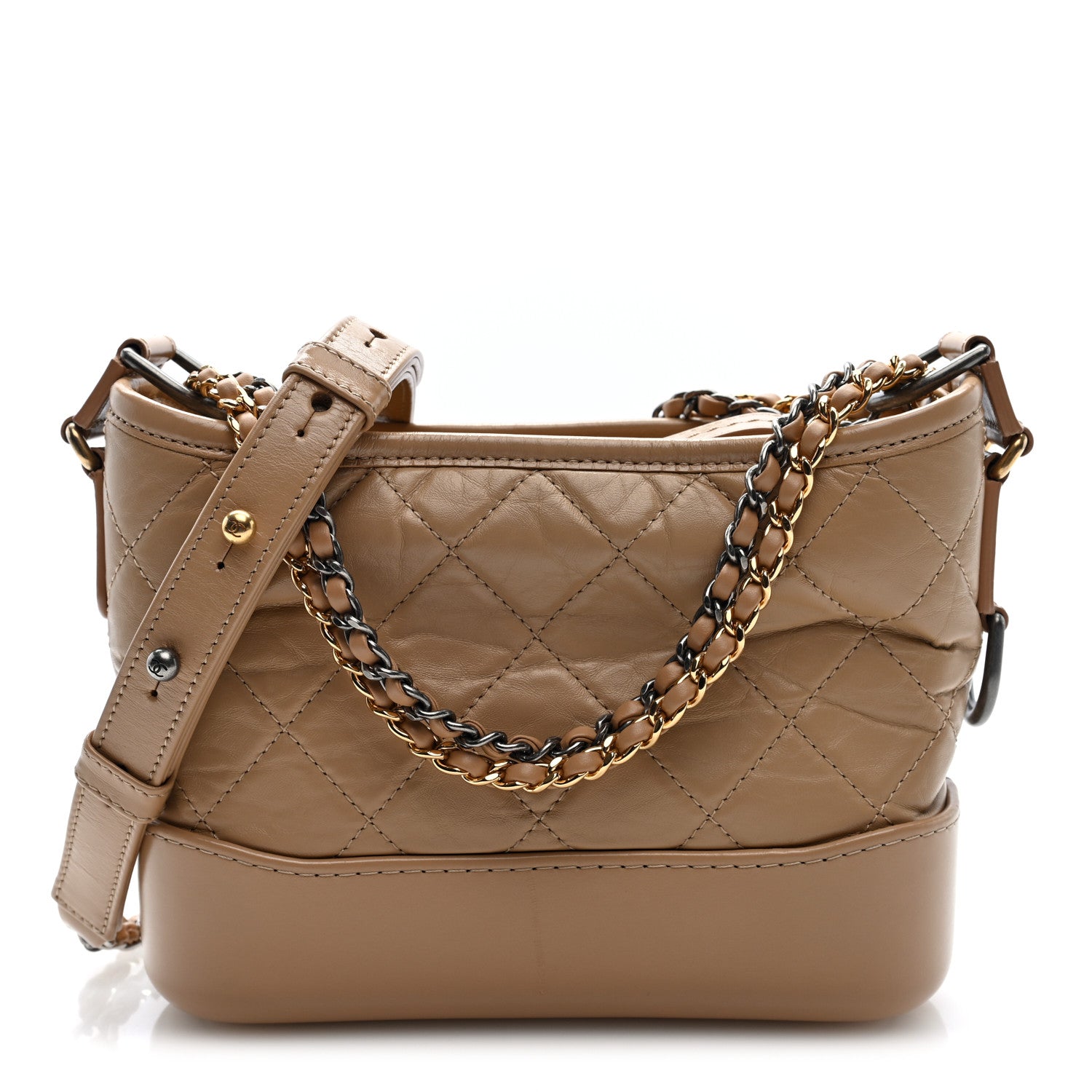 Chanel Aged Calfskin Quilted Small Gabrielle Hobo Beige 1 of 10