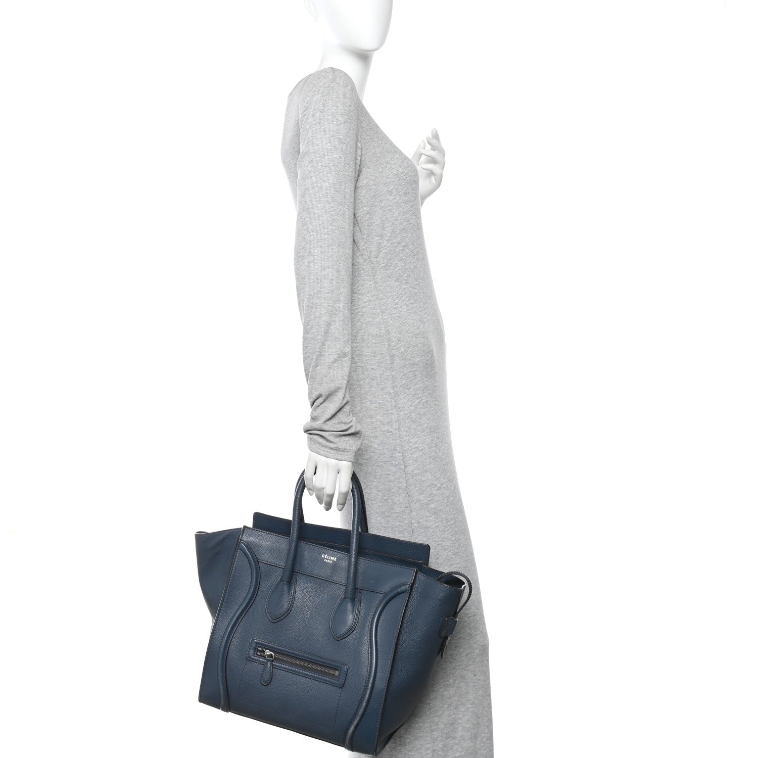 Celine Drummed Calfskin Mini Luggage Orage 2 of 9